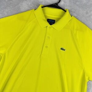 Lacoste Sport Polo Shirt Men XL Neon Yellow Performance Tech Stretch Tennis Golf